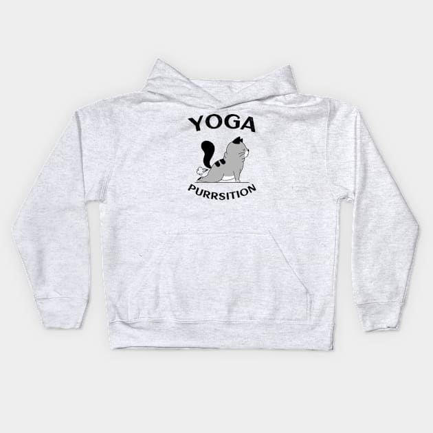 Yoga Cat Kids Hoodie by BlabLabel